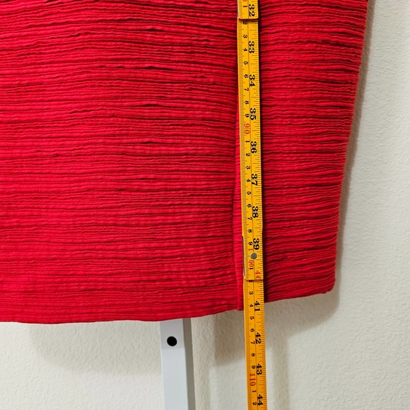 NUE by Shani Women's Red Form Fitting Short Sleeve Shirred Zipper Dress Sz M - Picture 12 of 15